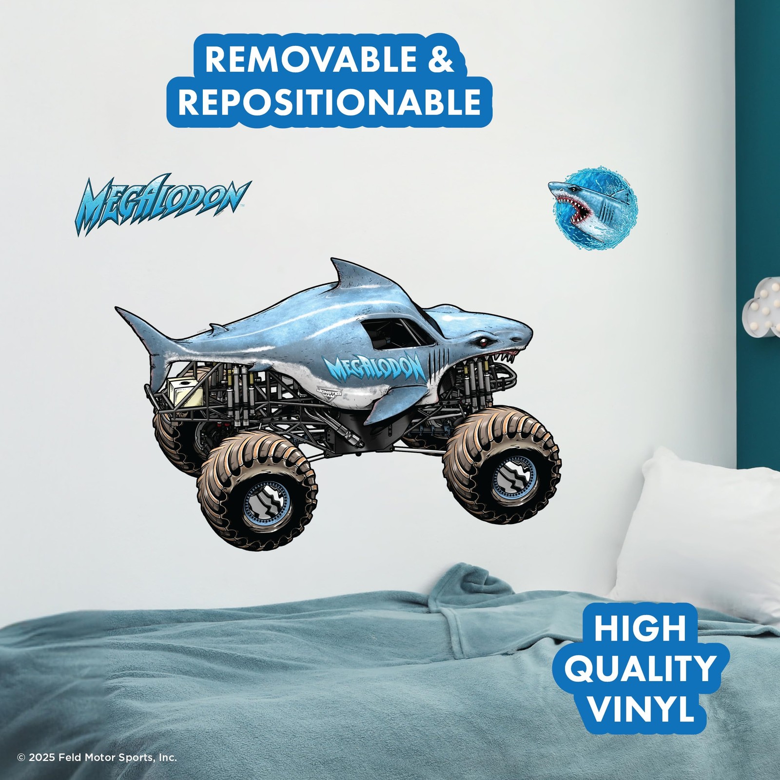 Monster Jam Megalodon Truck Wall Decal – Large 21" Wide Monster Truck Wall Vi…