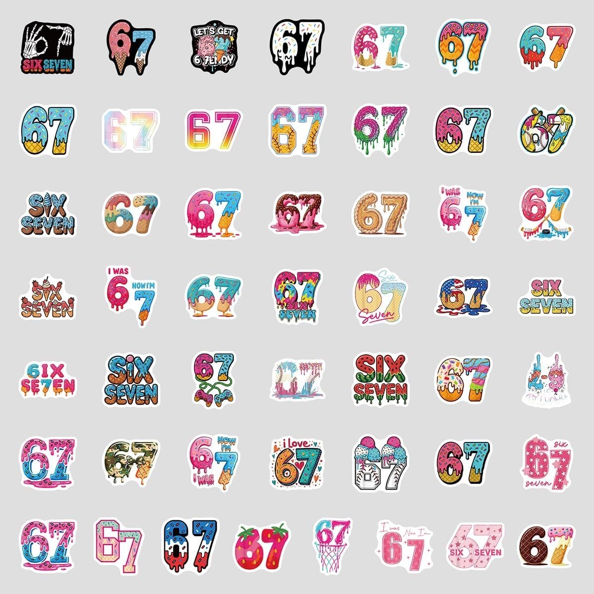 3 Random 67 Six Seven Meme Vinyl Decal Stickers Hands Laptop Waterbottle Pack