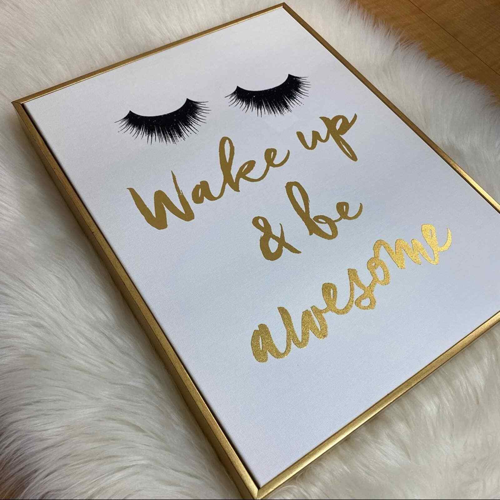 Colleen Karis Designs Wake Up & Be Awesome Canvas Glitter Printed Wall Art 16×20