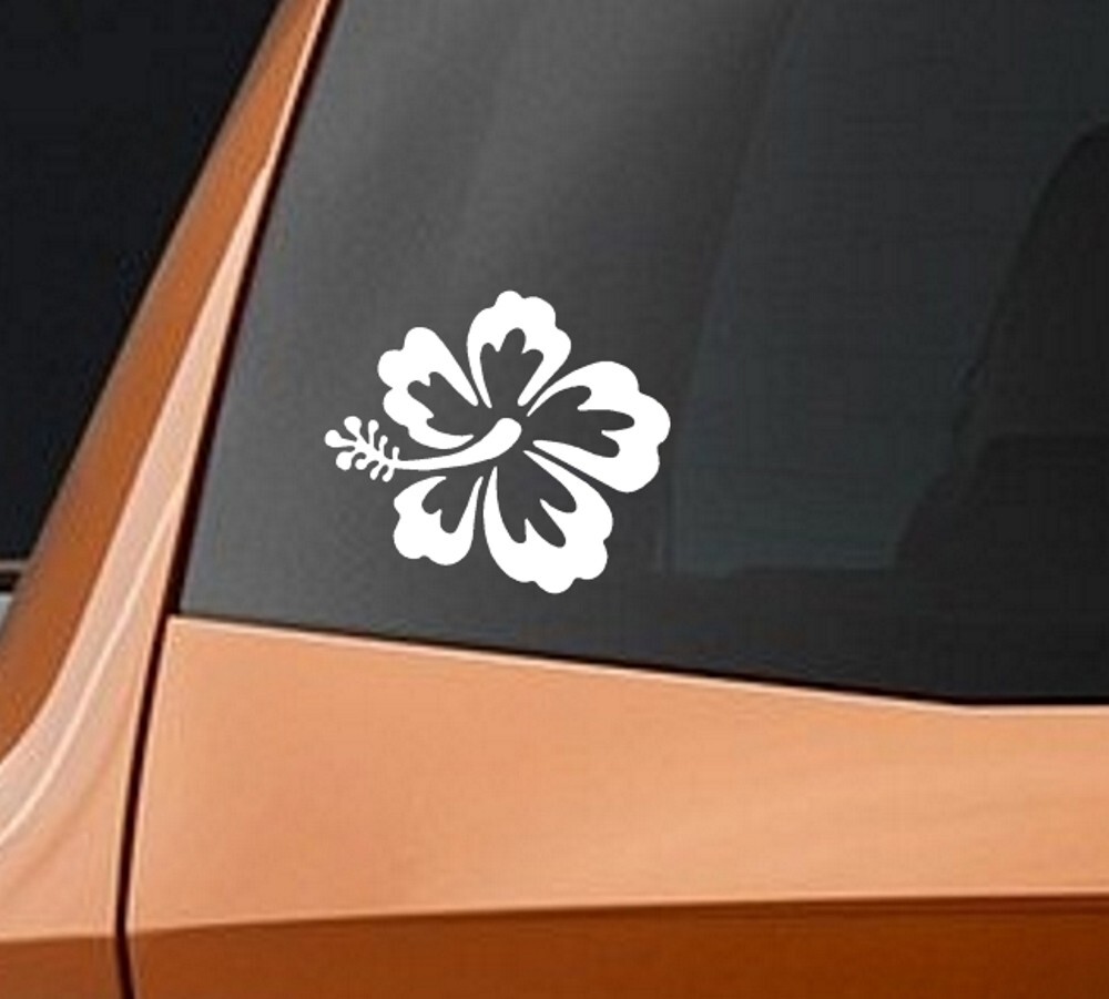 Hawaii Flower Hibiscus Decal 4"x4" Car Window Sticker Beach Floral Tropical