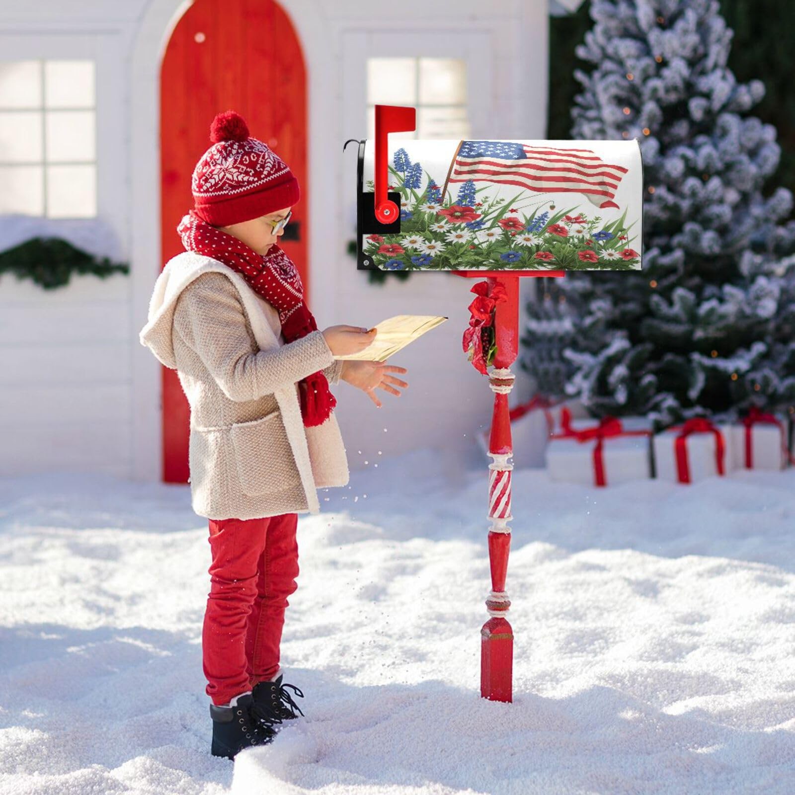 Senya July Fourth Mailbox Covers – American Flag 18×20.7in, 1