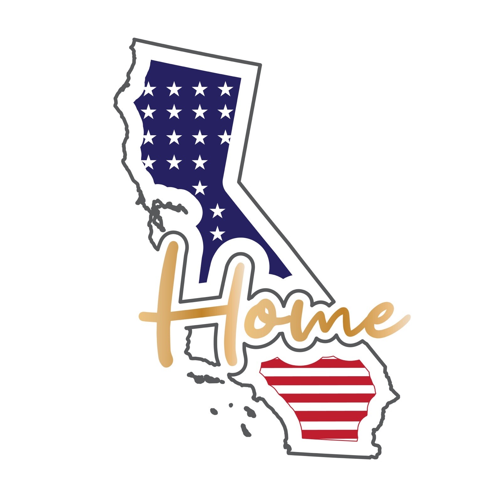 California Sticker Home America Flag Red White Blue United States (4 Inch)
