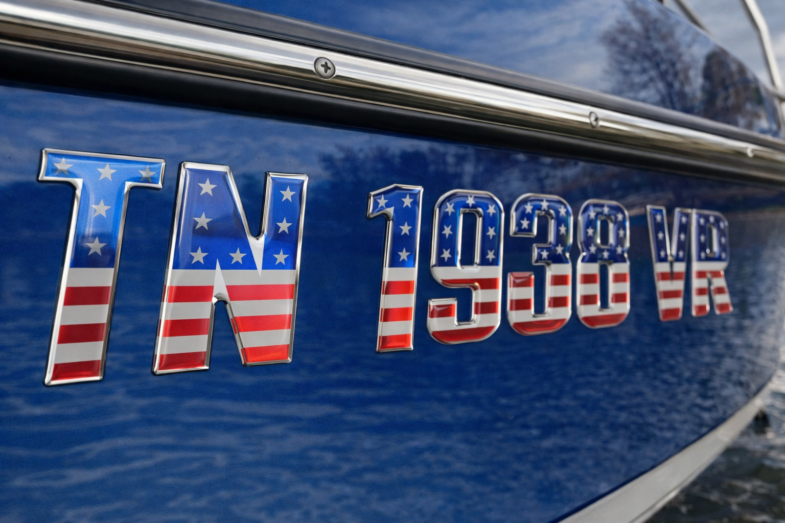 USA Flag Boat and Jet Ski Lettering Marine Grade Raised Registration Numbers