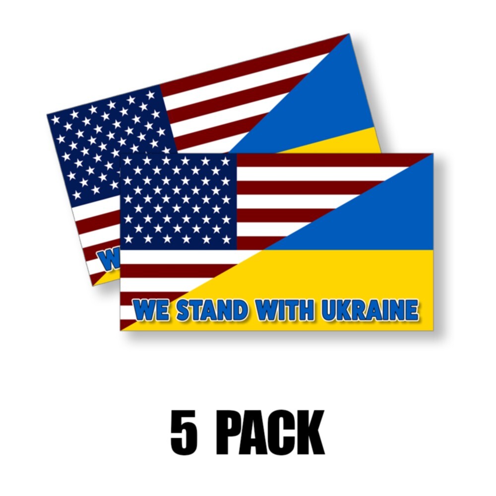 We Stand With Ukraine Flag Support Car Decal Bumper Sticker 10 PACK 3" Wide