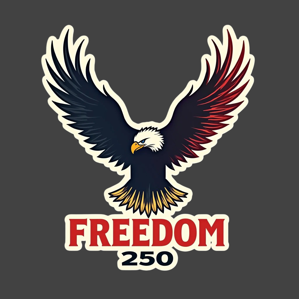 Americana Sticker Vinyl Decal Bald Eagle Freedom 250 Patriotic USA Flag