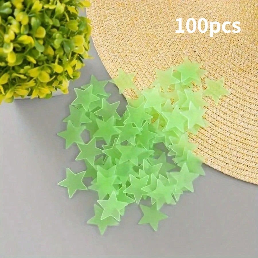 100PCS 3CM Luminous Star Wall / Ceiling Sticker