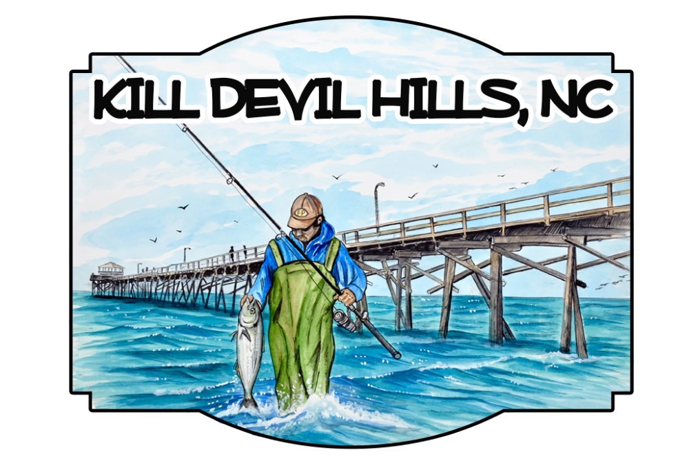 Decal Vinyl Sticker Kill Devil Hills – Fishing Pier Scene Made in USA