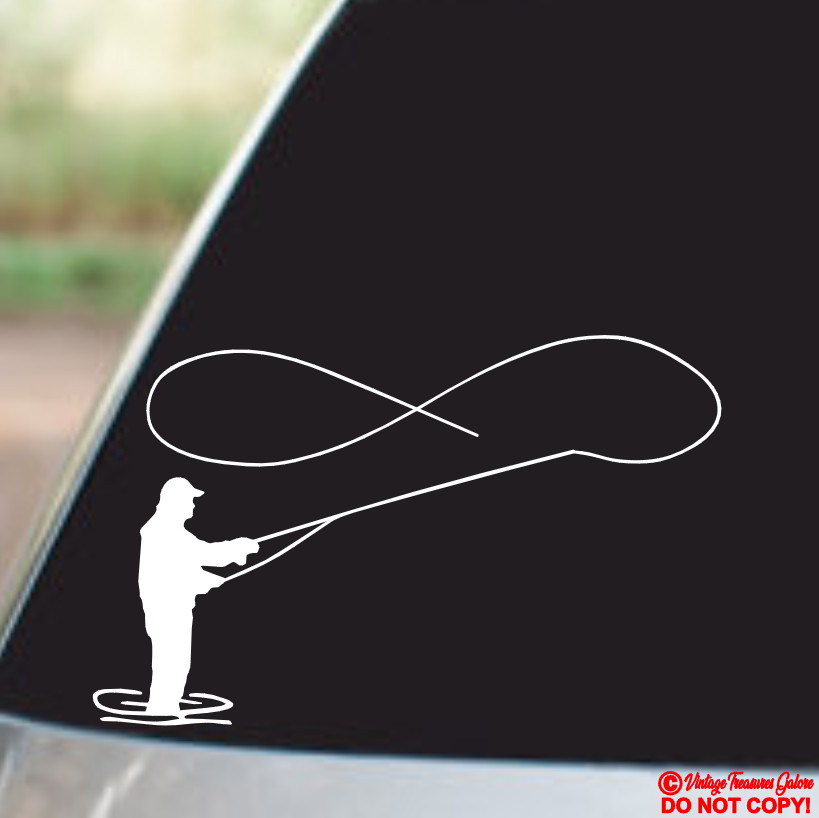 FLY FISHING Vinyl Decal Sticker Car Window Bumper River Rod Reel Trout Fisherman