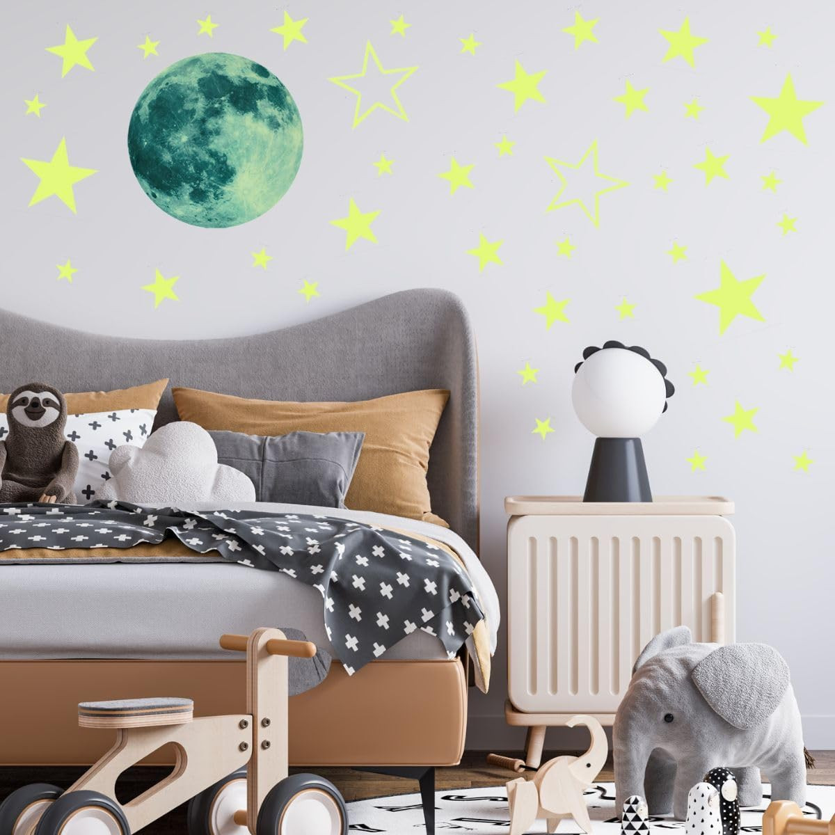 Glow Stars and Full Moon Wall Stickers for Starry Sky,Glowing Star Beautiful …