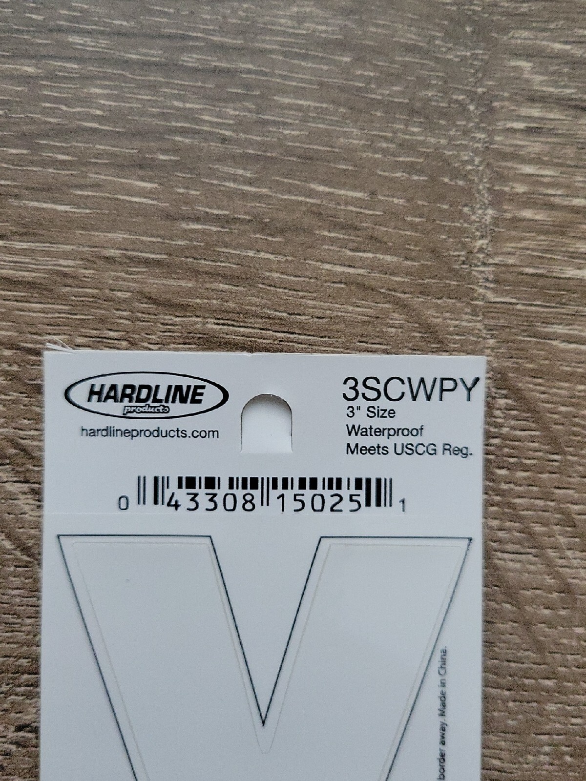 Hardline Self Adhesive Letter Y Glossy White 3" Super Stick, Waterproof. 3SCWPY