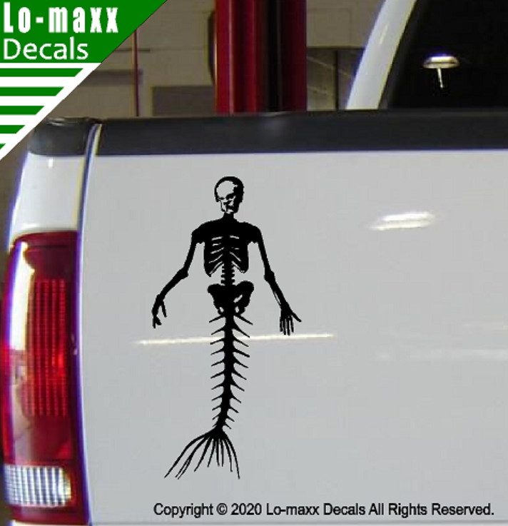 Mermaid Skeleton Sea life Ocean Beach Various Sizes Colors Die Cut Vinyl Decal