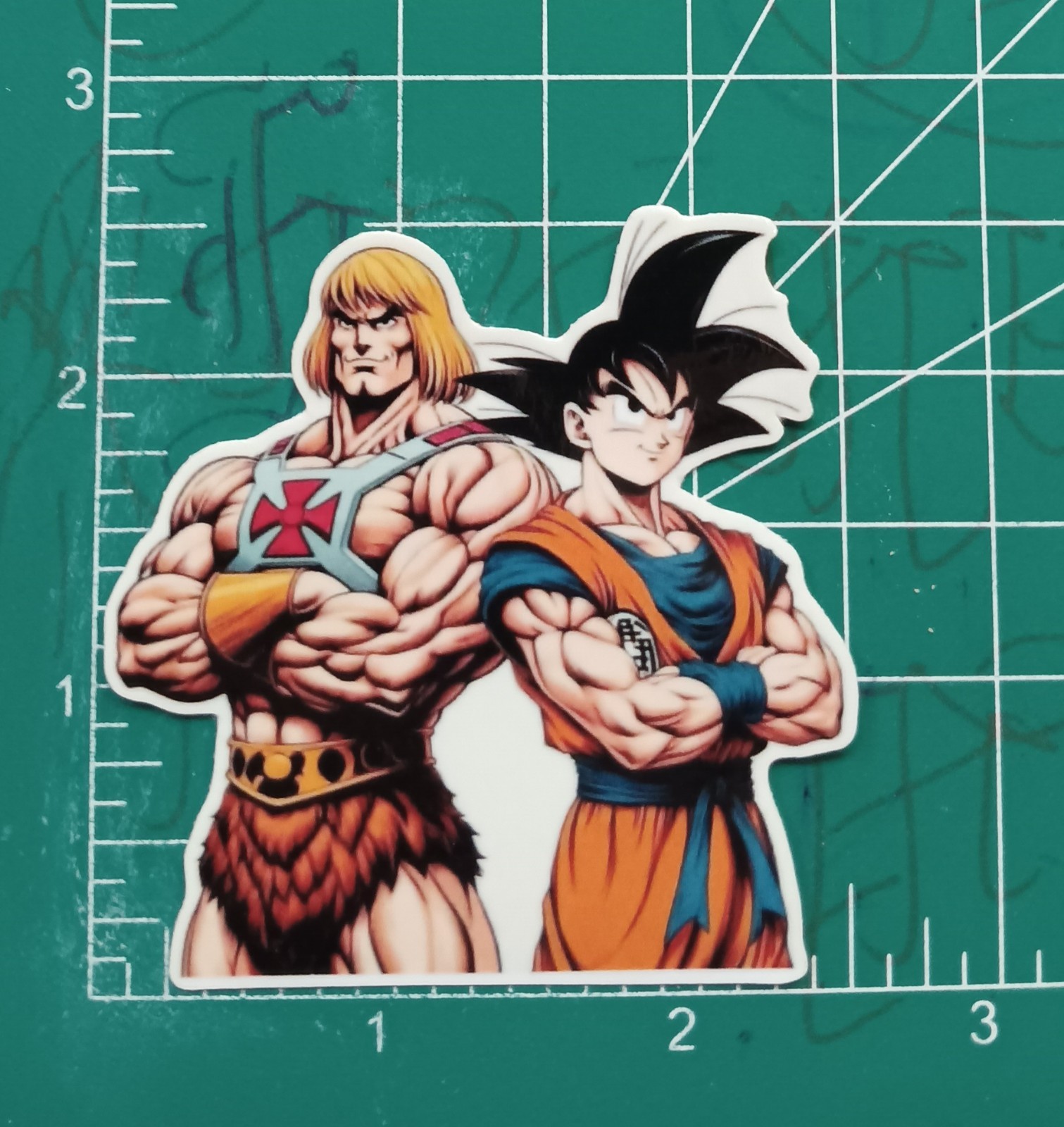 HE-MAN X GOKU CROSSOVER VYNIL DIE-CUT STICKER 3X2