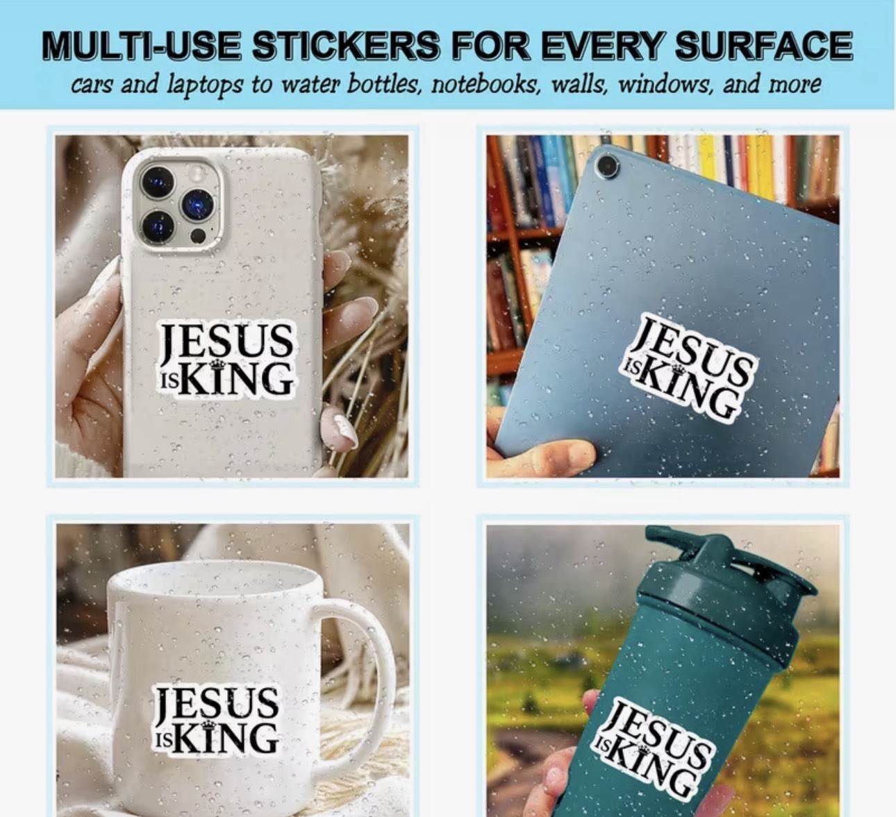 JESUS IS KING 2” VINYL DECAL DIECUT STICKER GOD CHRISTIAN FAITH 1PC