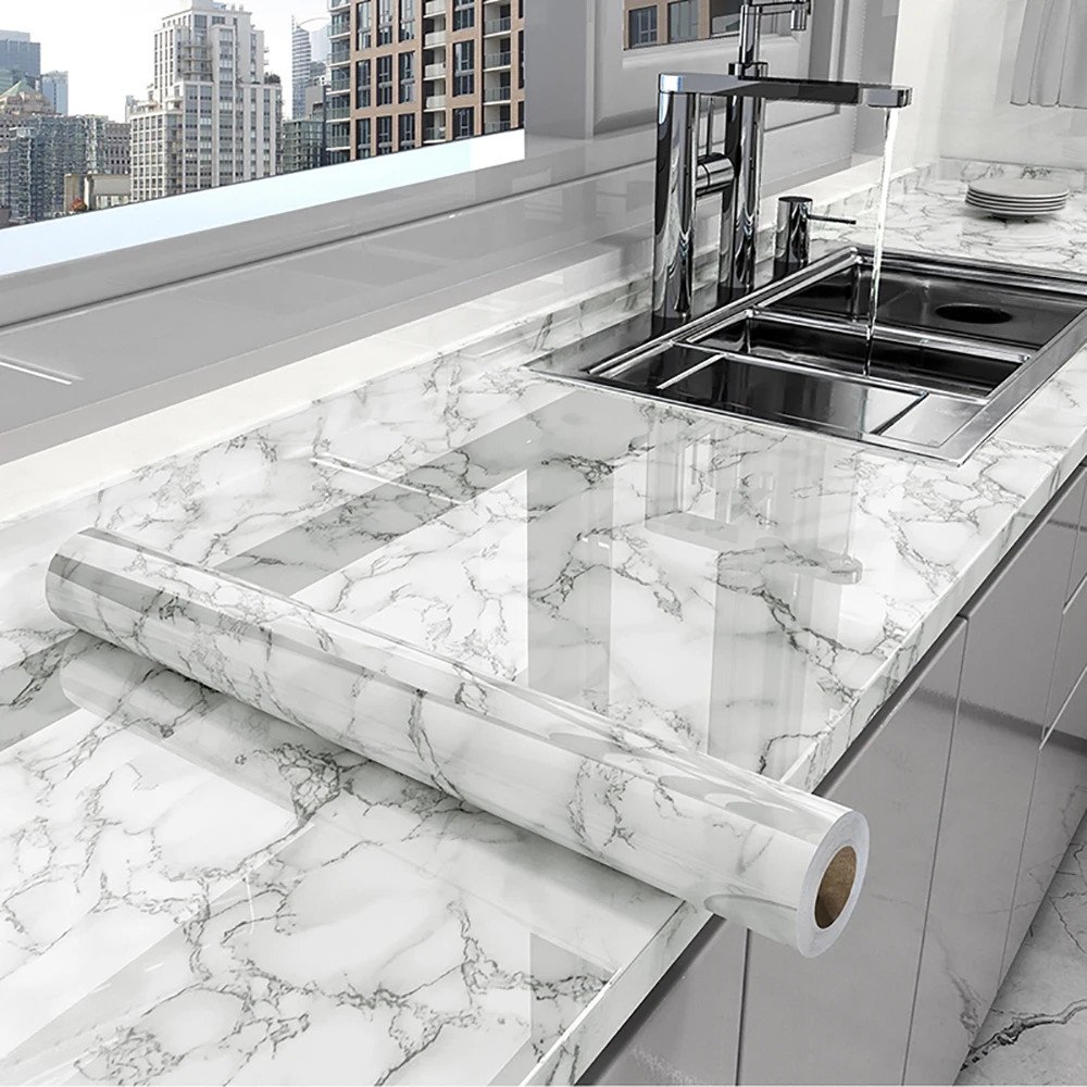 40cm kitchen waterproof and oil resistant PVC self-adhesive marble wall sticker
