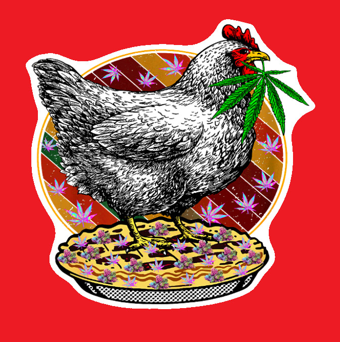 Vinyl Decal Chicken Pot Pie Weed Sticker Weatherproof UV Safe Added Layer