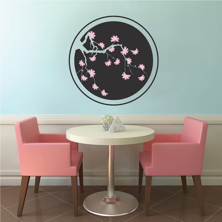 Tree Branch Circle Wall Decal Wallpaper Floral Plant Life Removable Design, b32