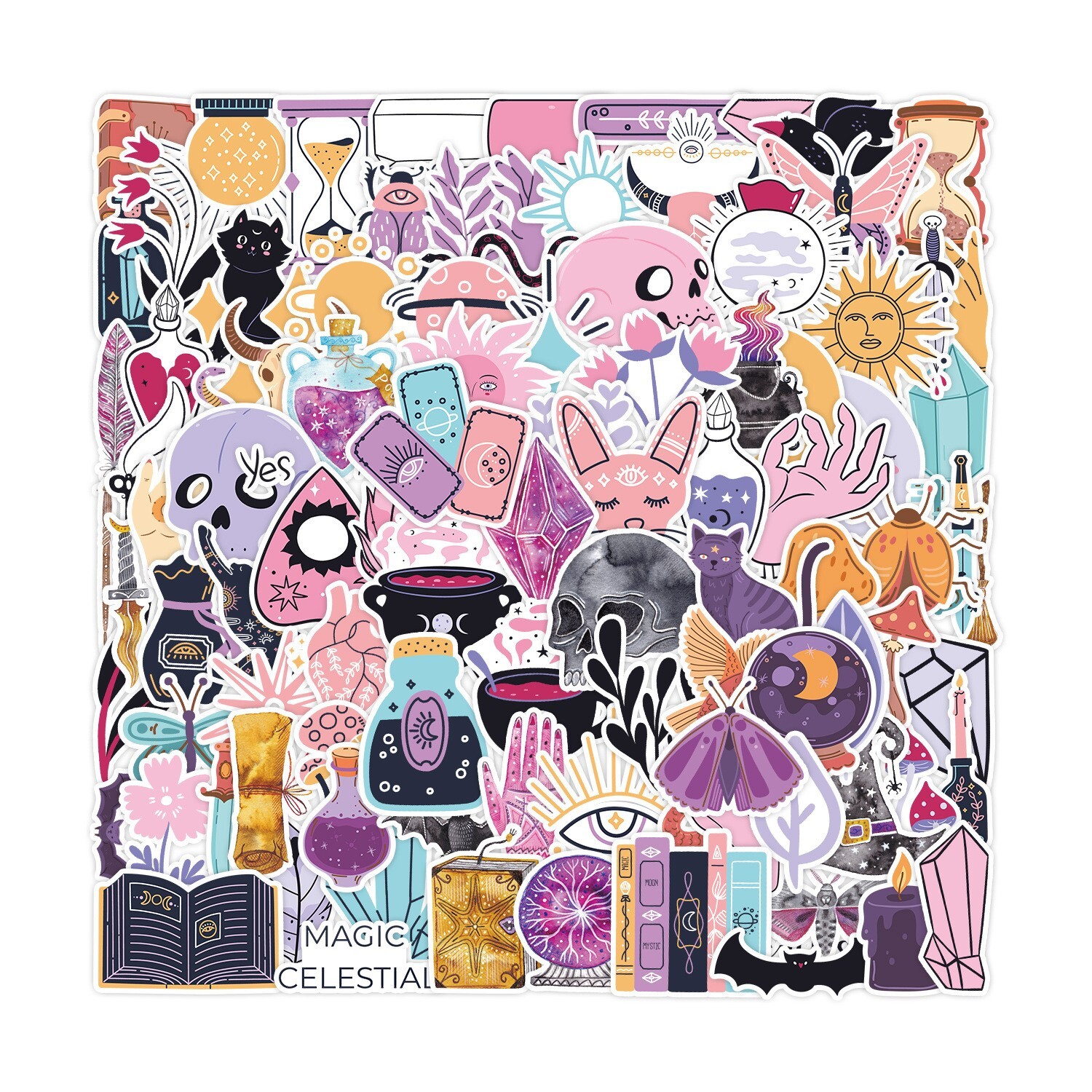 200pcs SPIRITUAL Stickers Pack,Crystal Potion Gothic Halloween Stickers, #225236