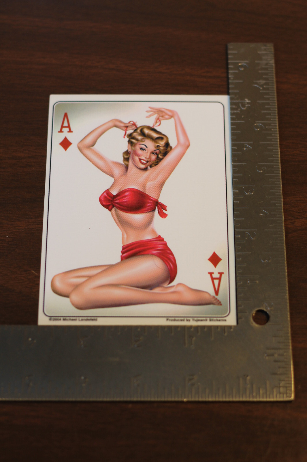 NEW MICHAEL LANDEFELD ACE OF DIAMONDS PINUP STICKER