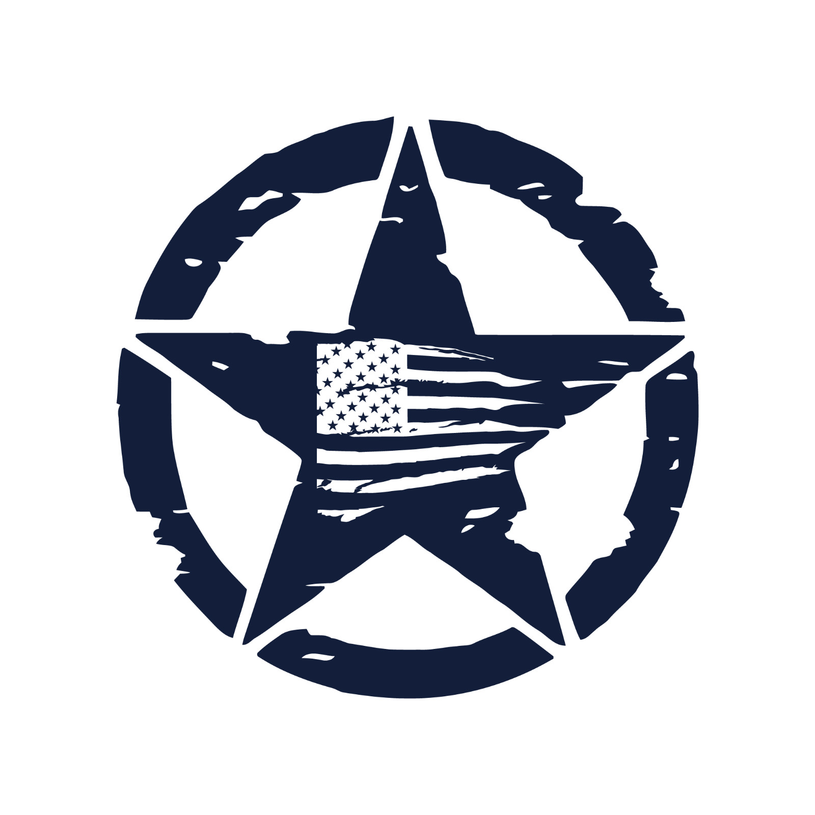 Distressed Army Star With Distressed US Flag Automotive Die Cut Decal Made USA