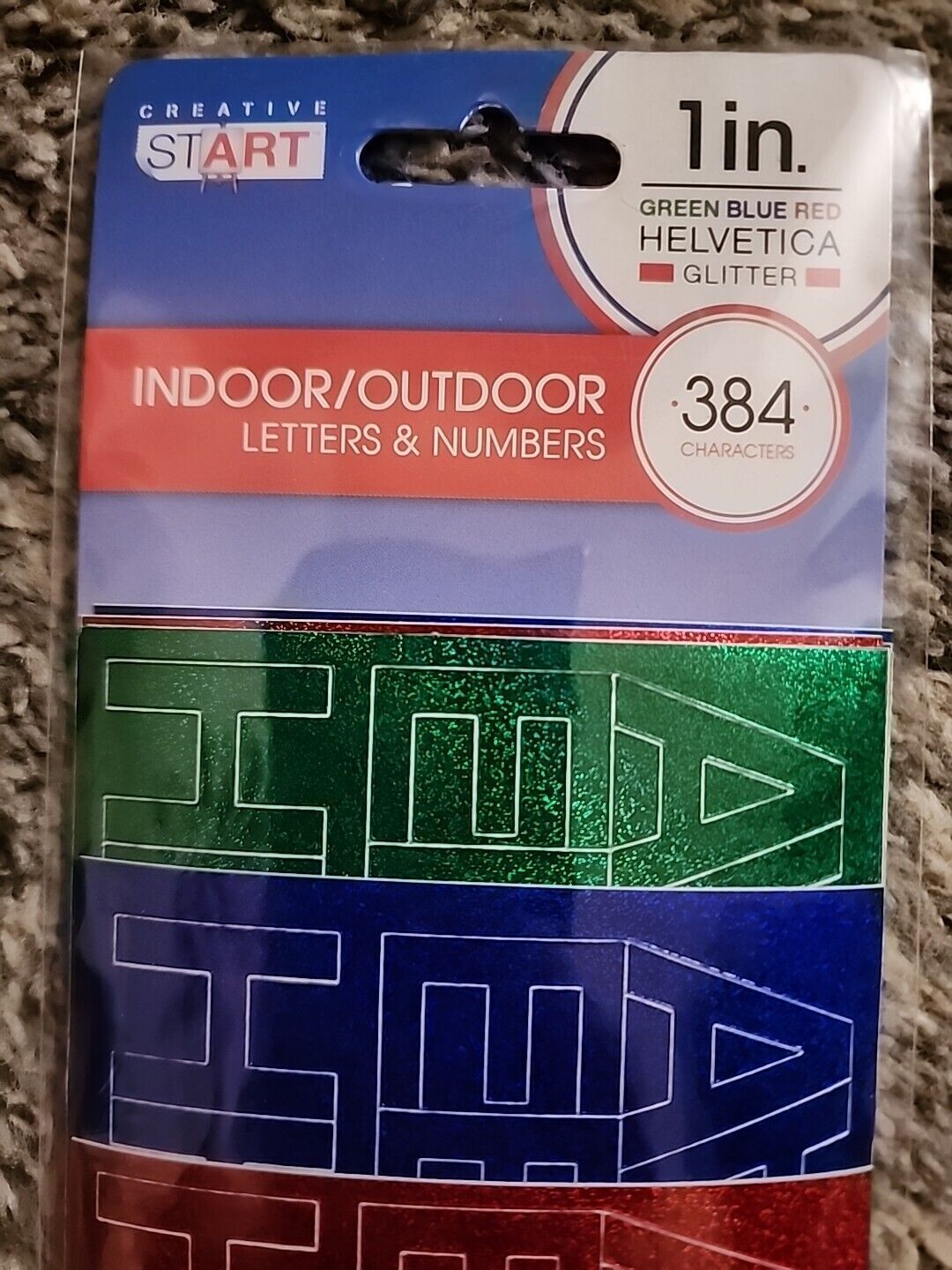 Indoor Outdoor Letter Vinyl Sticker Peel 384 Characters Glitter Numbers Red Blue