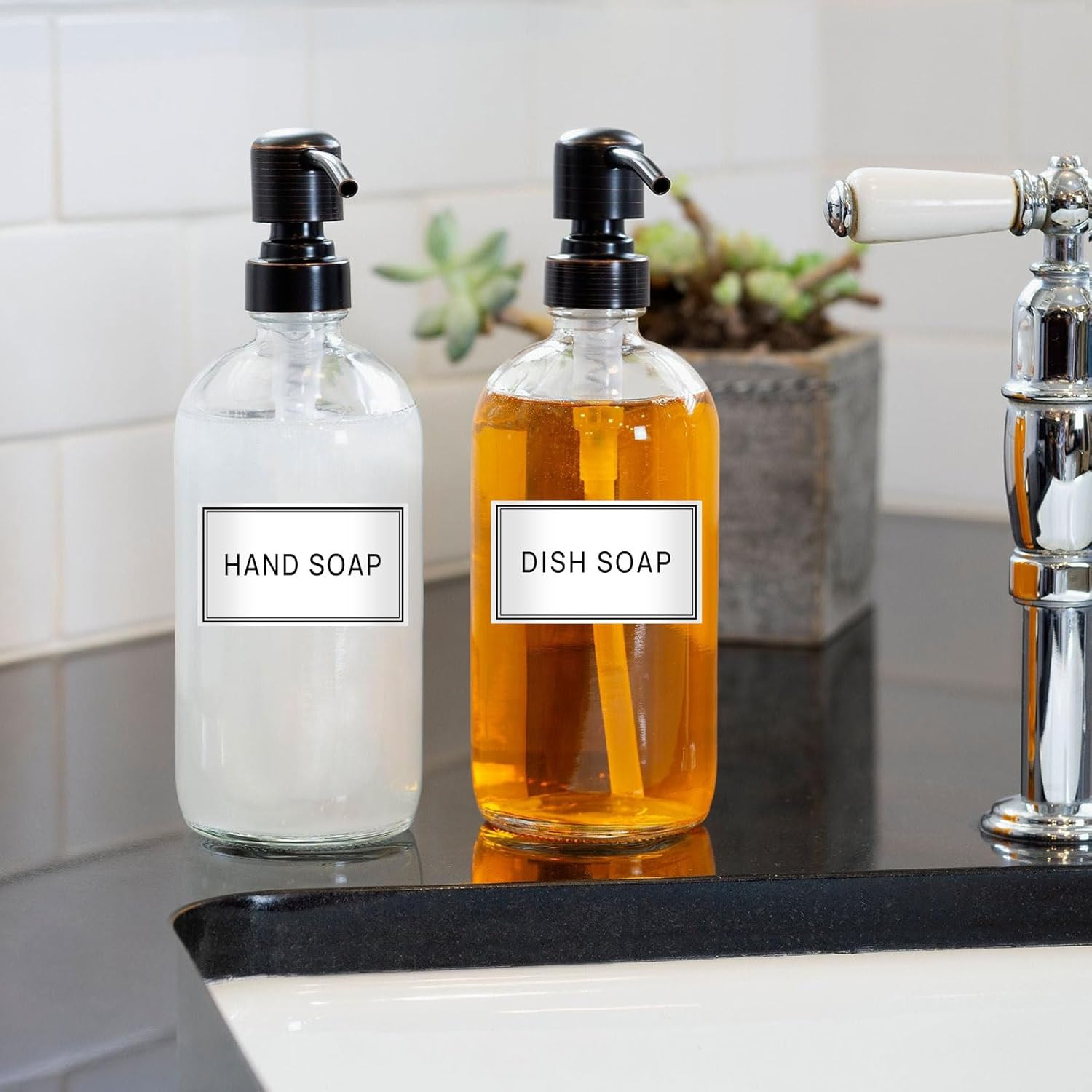 32PCS Bathroom Labels for Organizing with DIY Blank Labels,Hand Soap Dispenser L