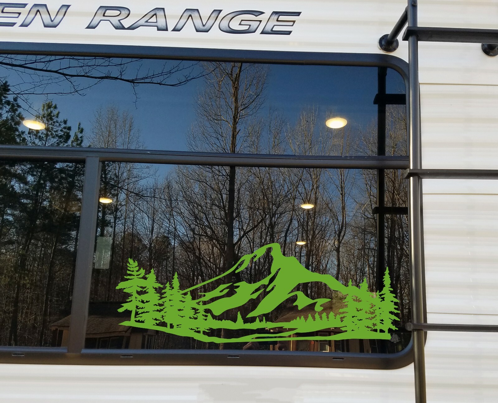 Mountains Forest Scene Vinyl Decal V3 Camper RV Travel Trailer Graphics Sticker