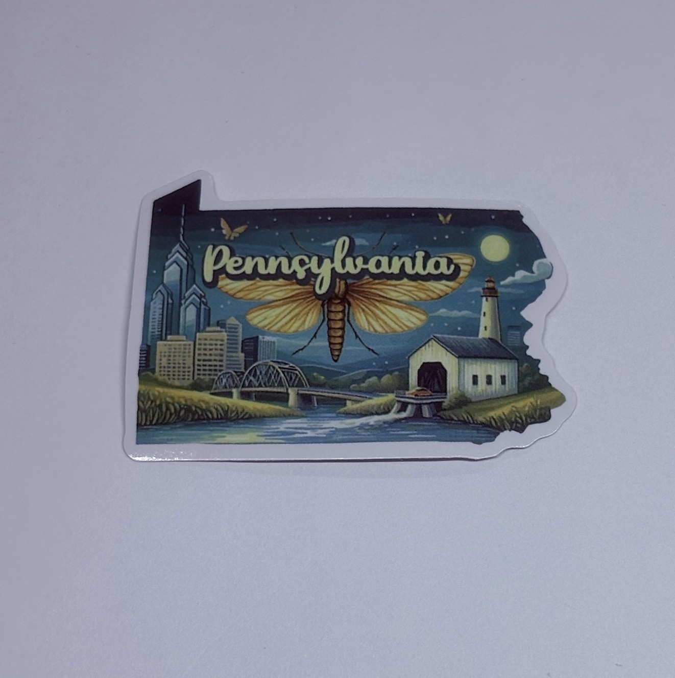 Pennsylvania State Map Sticker Decal Travel Tour Souvenir Journal Vinyl Art Tc6