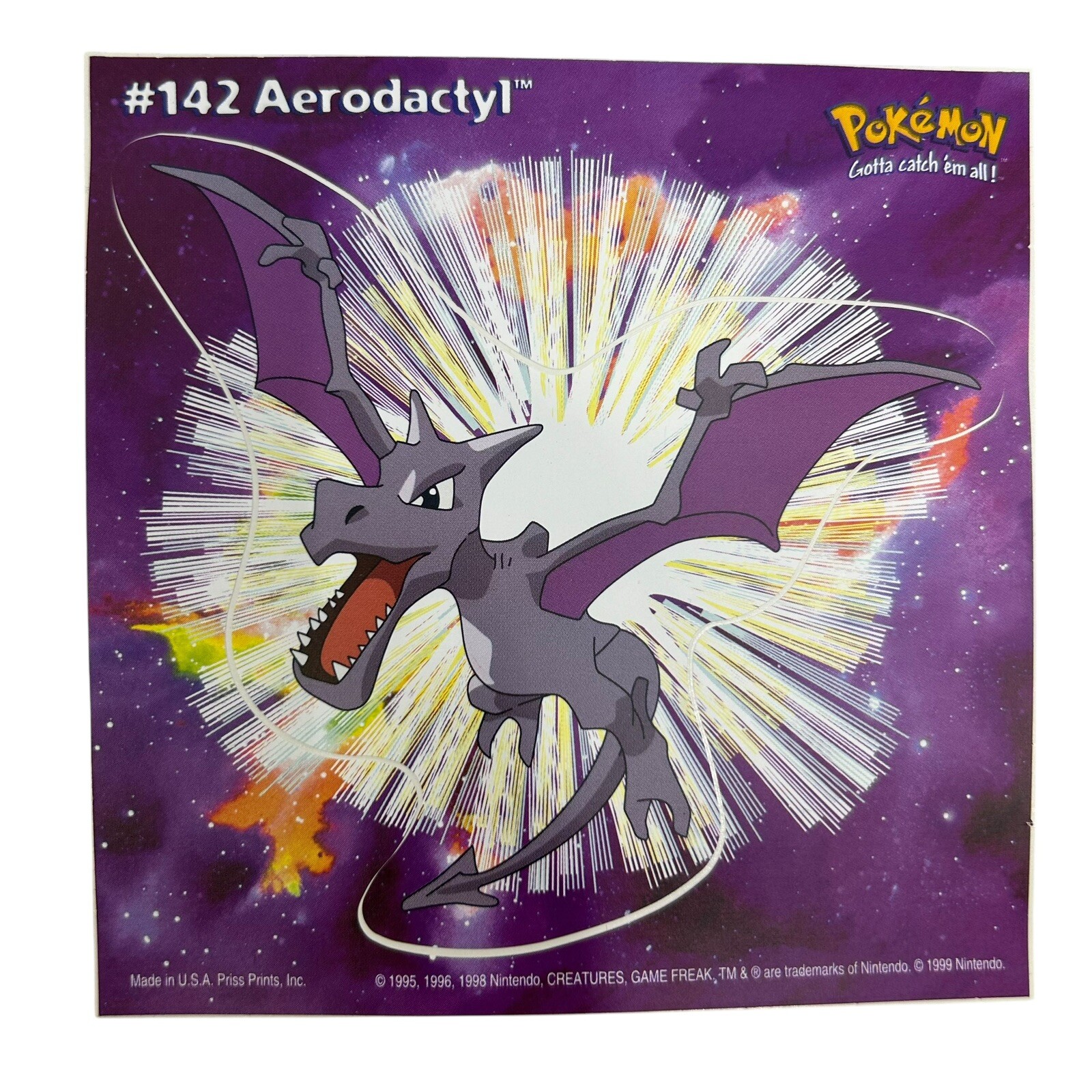 Pokemon Collect ’em Stick-Ups Aerodactyl #142 Large 4” Sticker Priss Prints