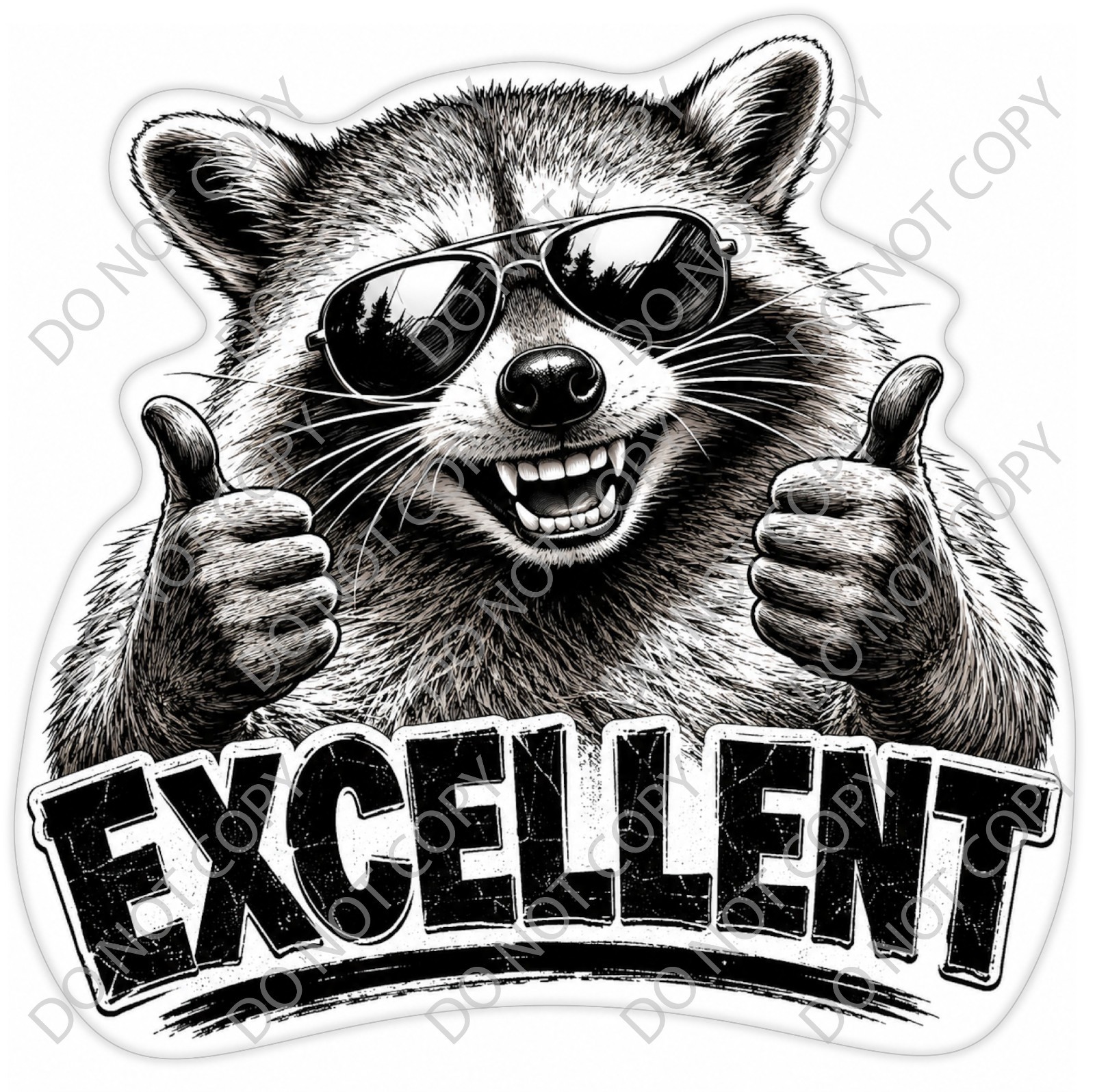 Laminated Vinyl Decal Die Cut Waterproof Sticker – Excellent Raccoon