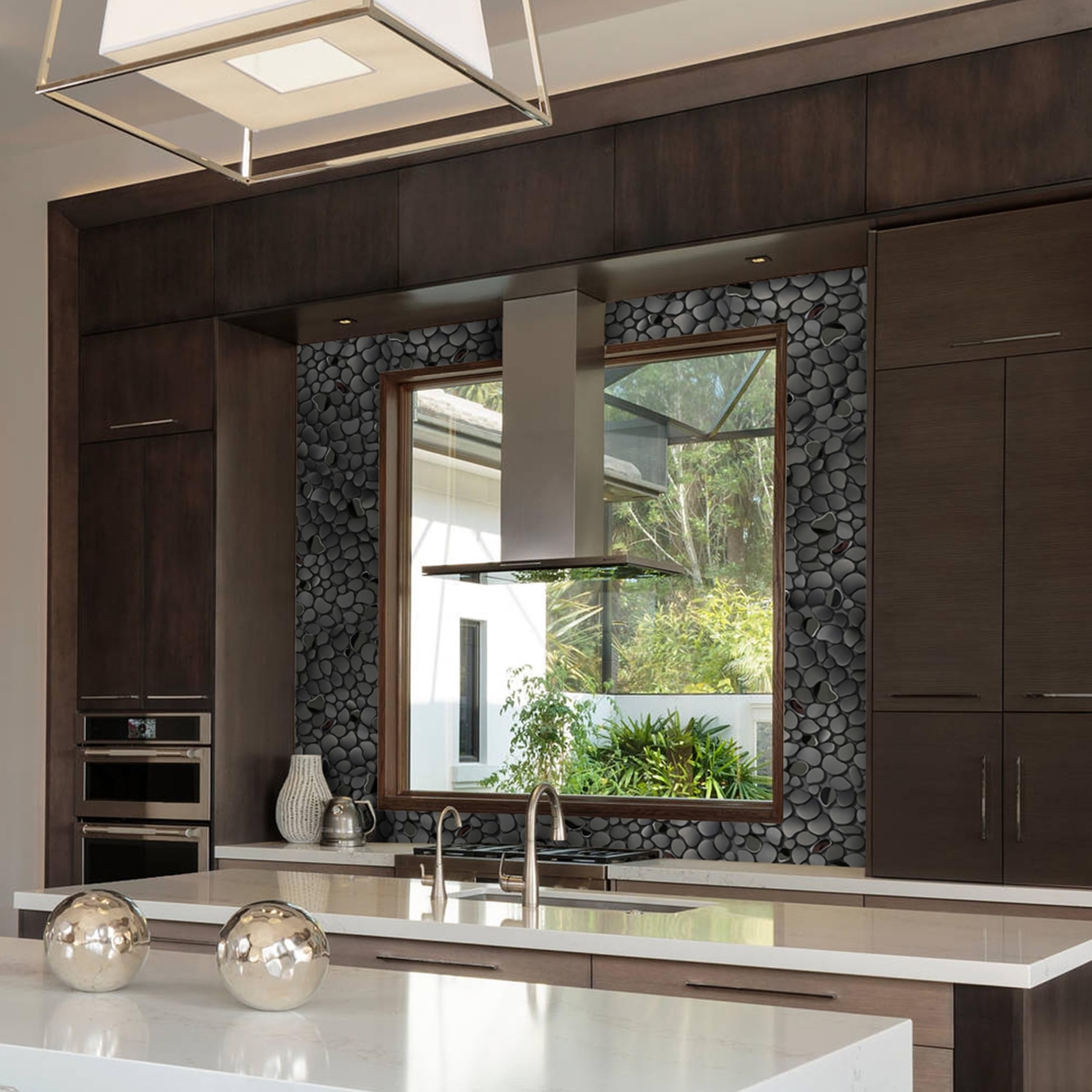 Black Tile Backsplash Pebble Tile Metal Mosaic Tiles for Kitchen Backsplash B…