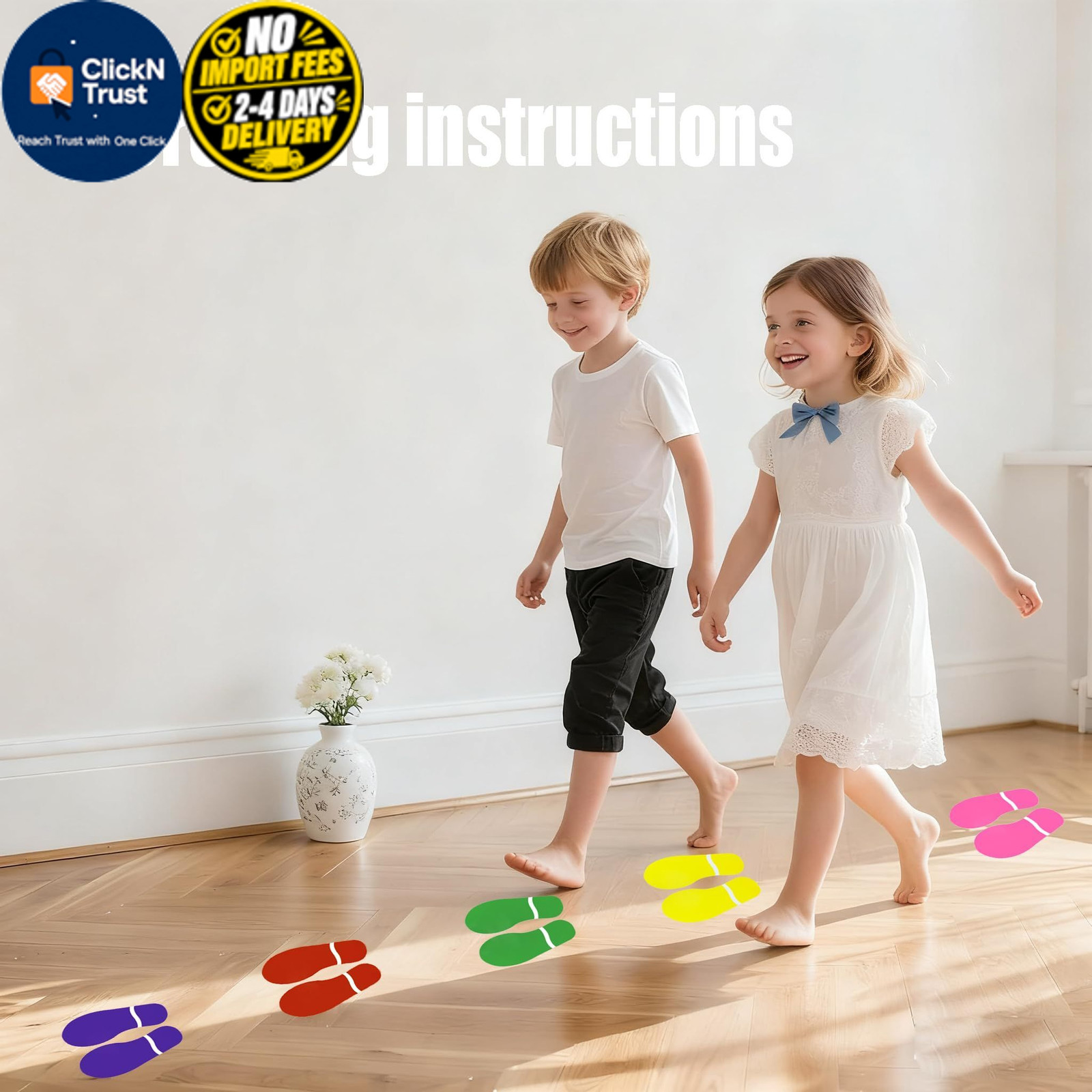 30 Pairs 60 Prints Colorful Footprints 7″ Shoe Stickers 2.75×7.08in,