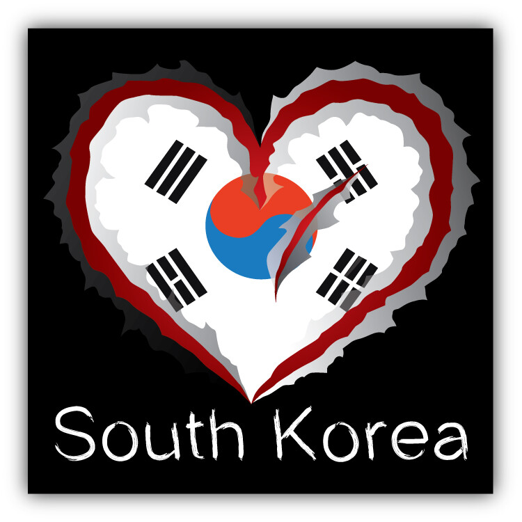 South Korea Flag Heart Car Bumper Sticker Decal