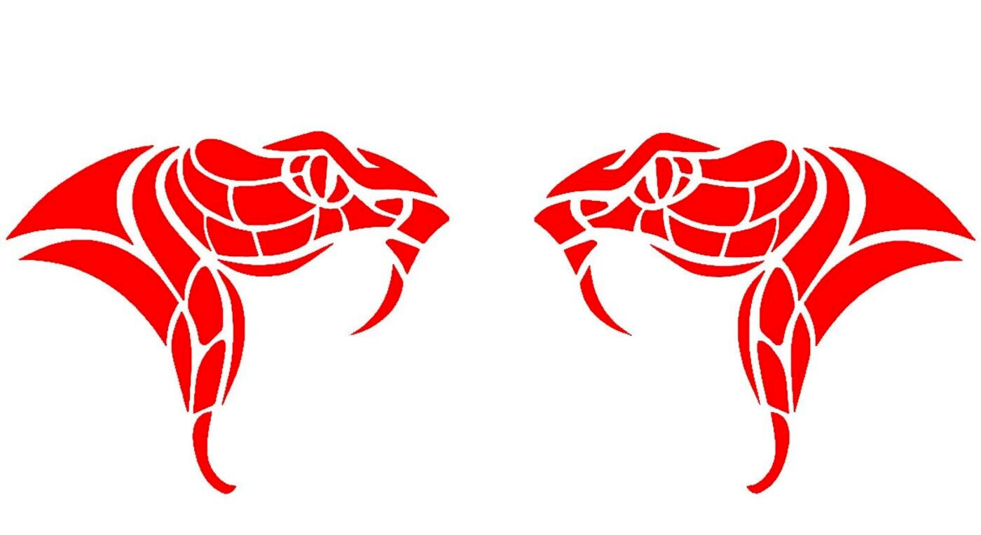 Cobra Venom Snake Two 5" Mirrored Red Vinyl Decals Car Window Laptop Tablet
