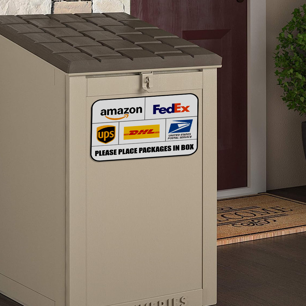 2-Pcs Please Place Packages In Box Delivery Sign Sticker Amazon FedEx Vinyl