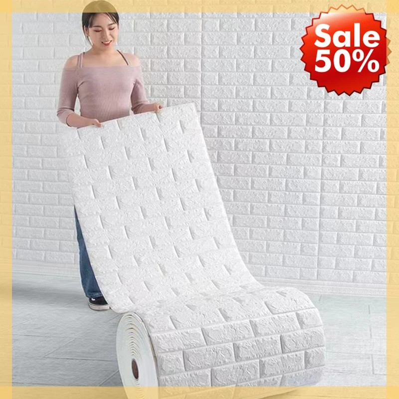 3D Soft Foam Brick Wallpaper Roll Self Adhesive Waterproof Wall Stickers 70x200c