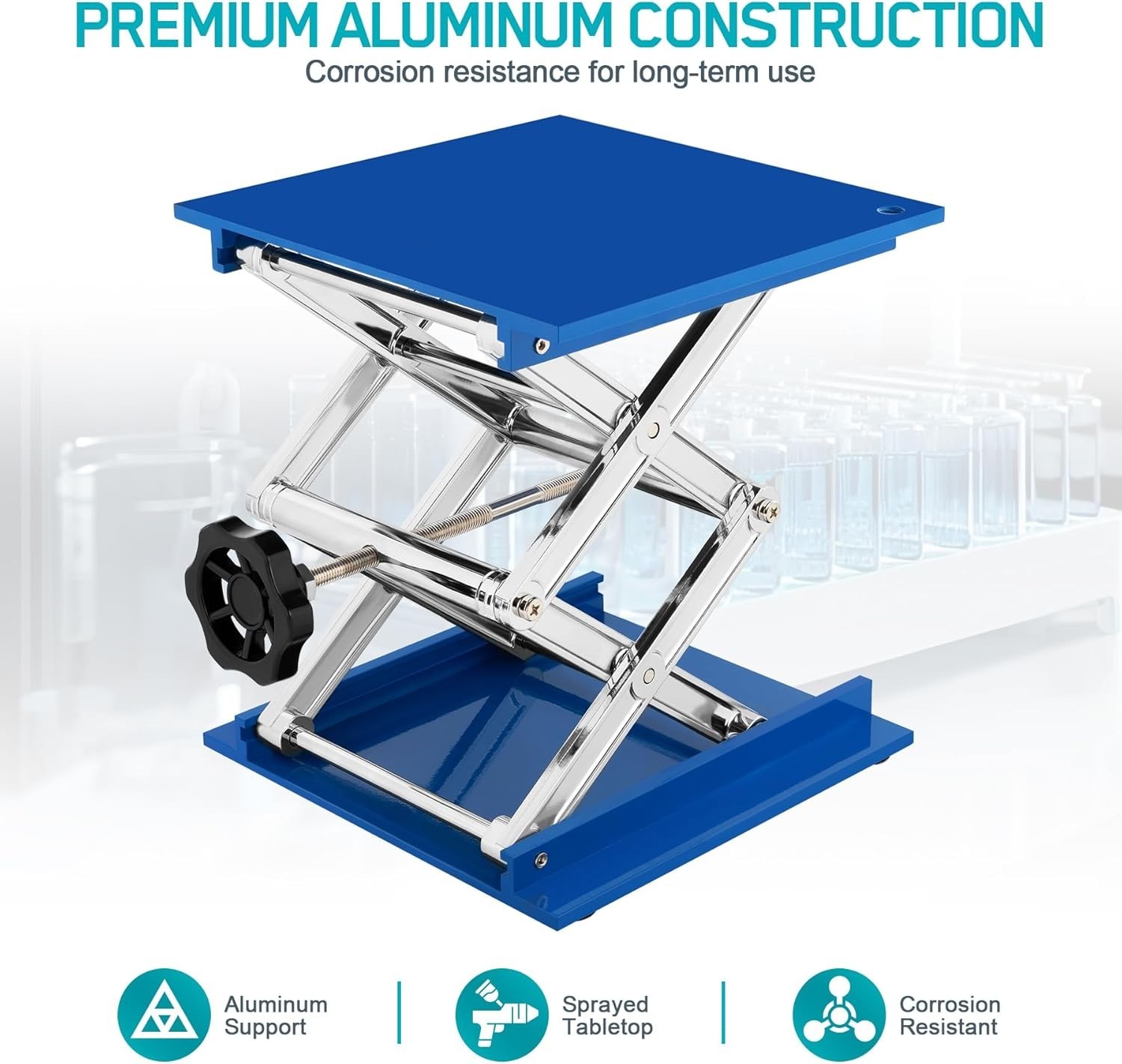 Jack Stand Platform 8" x 8", Laboratory Support Stand 200x200mm Manual Lab Lift