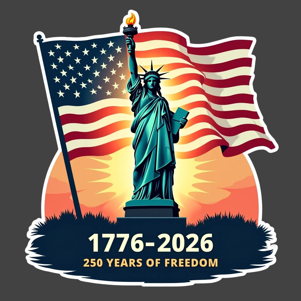 America 250 Sticker Vinyl Decal Statue Liberty Flag 1776 2026 Patriotic