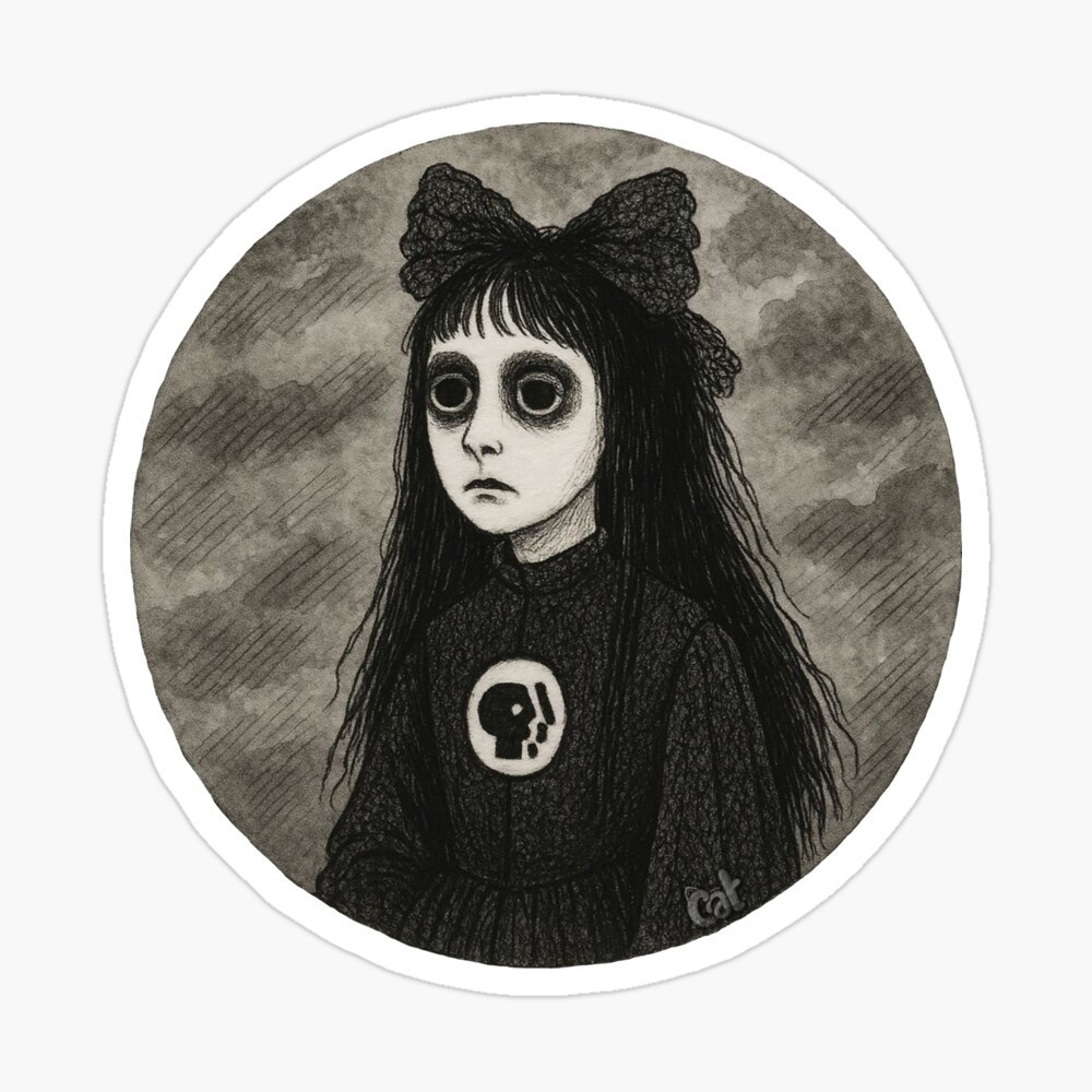 Dark Child of PBS Sticker by C Autumn Trapp Original Art 3" x 3" Goth