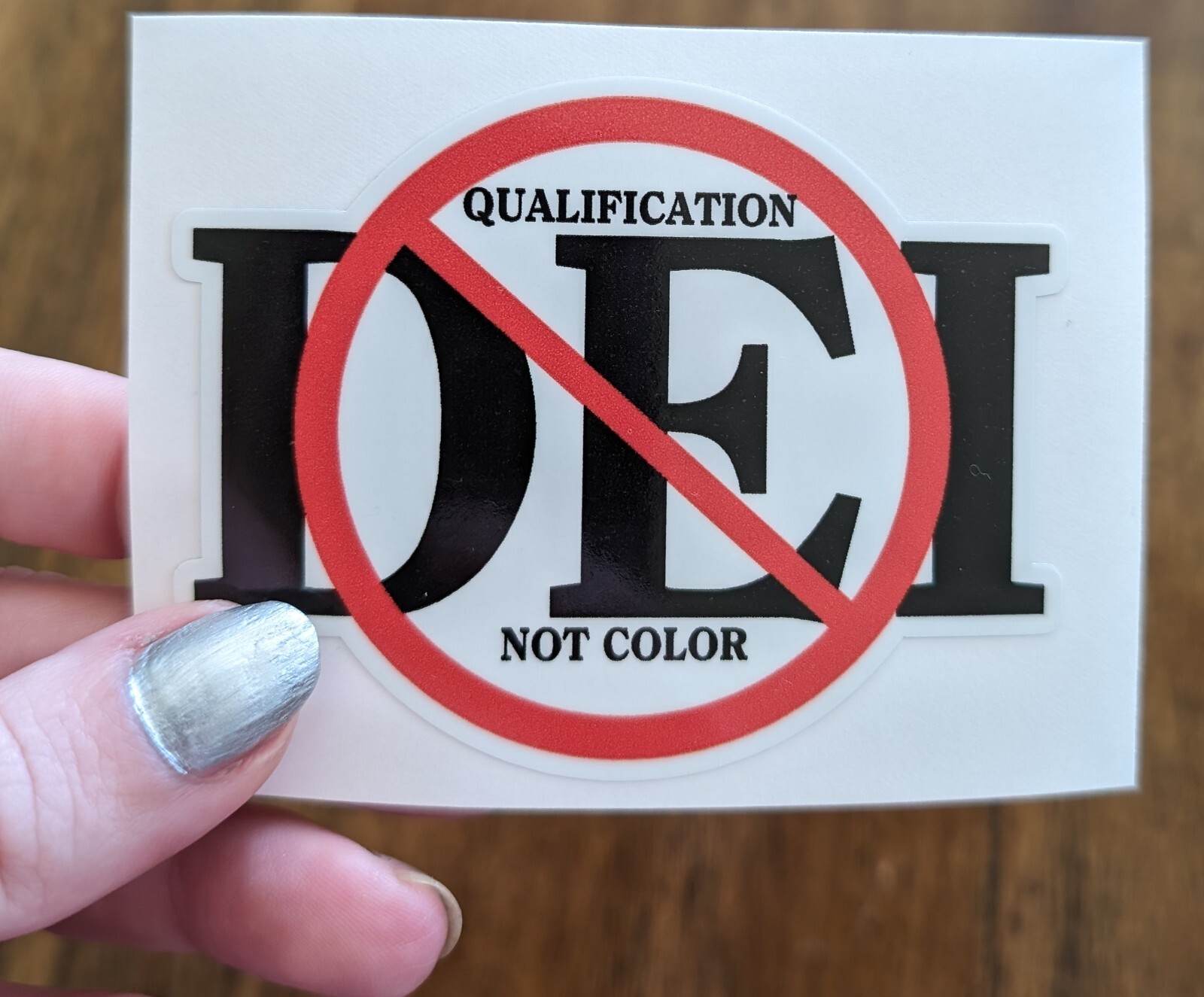 3.25" No to DEI Decal Sticker Work Fair Qualification Hire Job Resist Education