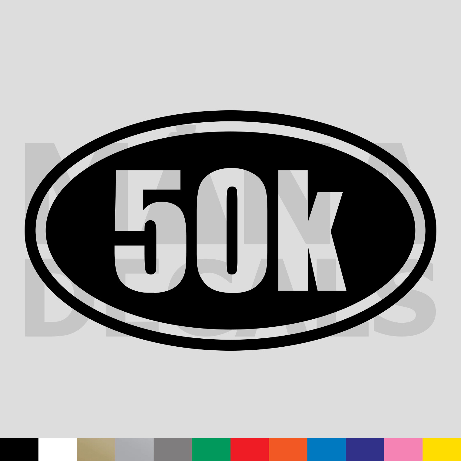 50k Marathon Oval Vinyl Die Cut Decal Sticker – Running Jogging Distance