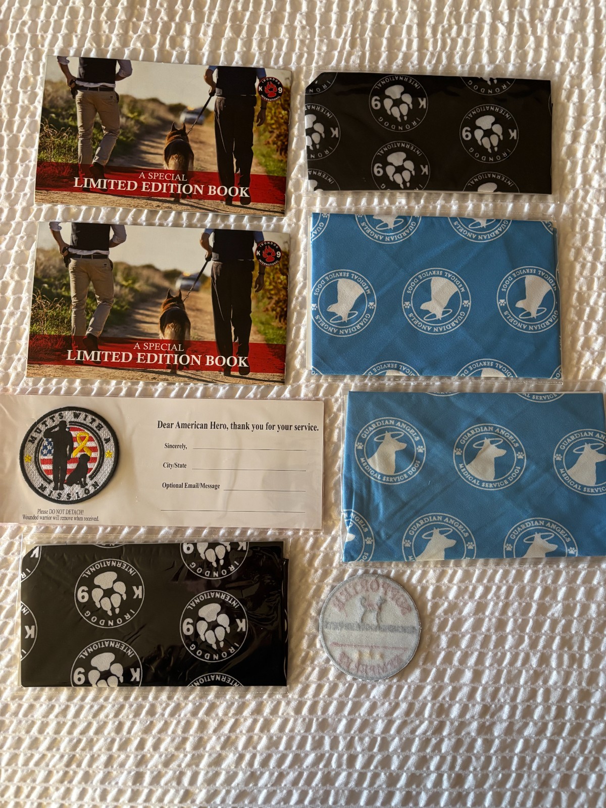 Service Dog Bandana & Patch Lot – 4 Bandanas – 2 Patches – 2 Booklets