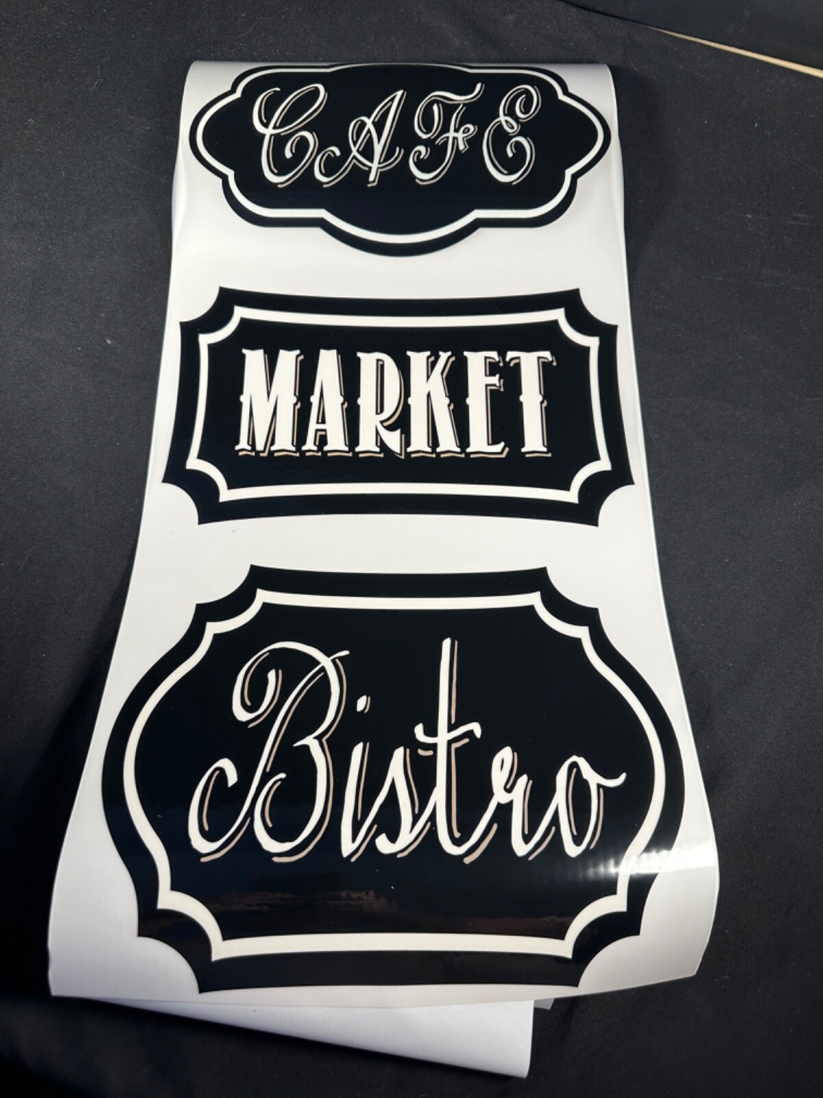 Genuine TriVink Wall Art Home Decor CAFE MARKET BISTRO 11 X 21 Rub On Easy (NEW)