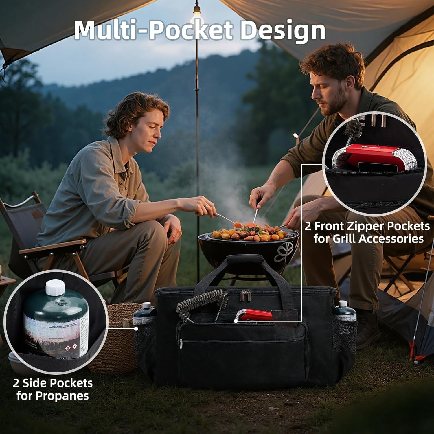 Grill Carry Bag for Weber Q1200 Q1000 Q1400 Liquid Propane Grill, 600D Water-Res