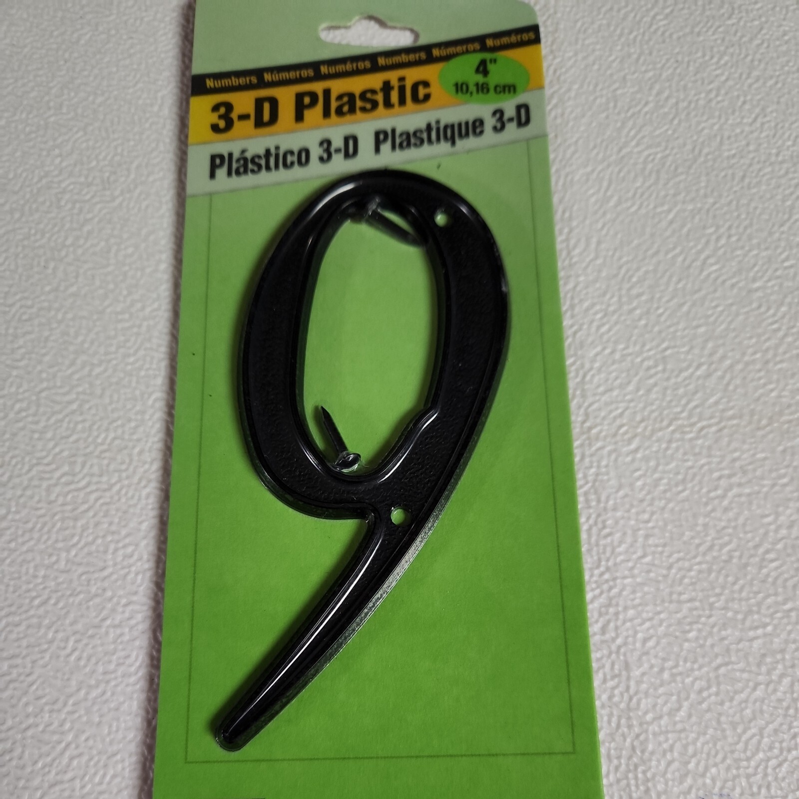 Hy-Ko 3-D Black Plastic House Number 9 Weather Resistant PN-29/9 4"