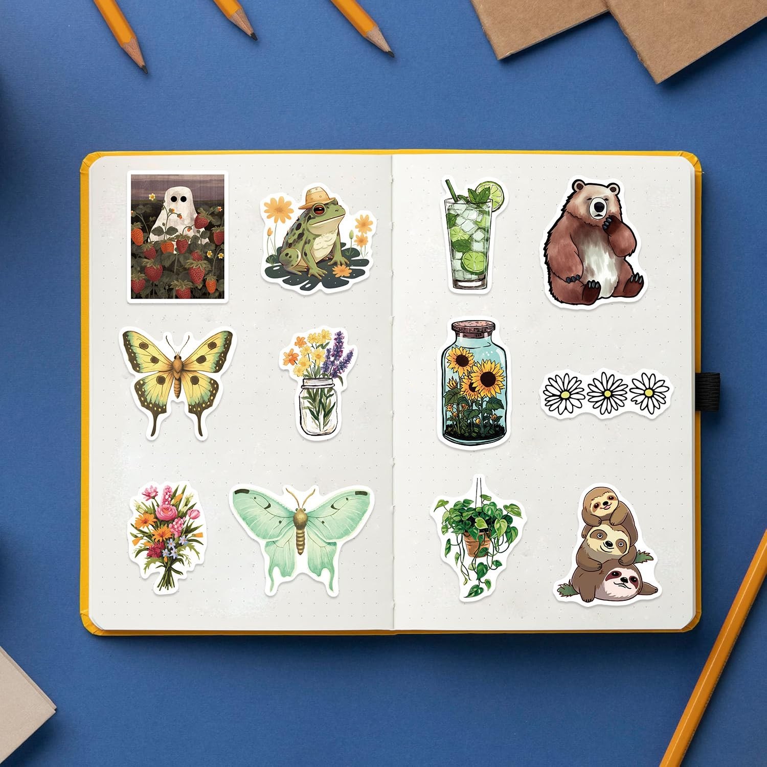 100Pcs Nature Stickers, Forest Woodland Jungle Aesthetic Multicolor
