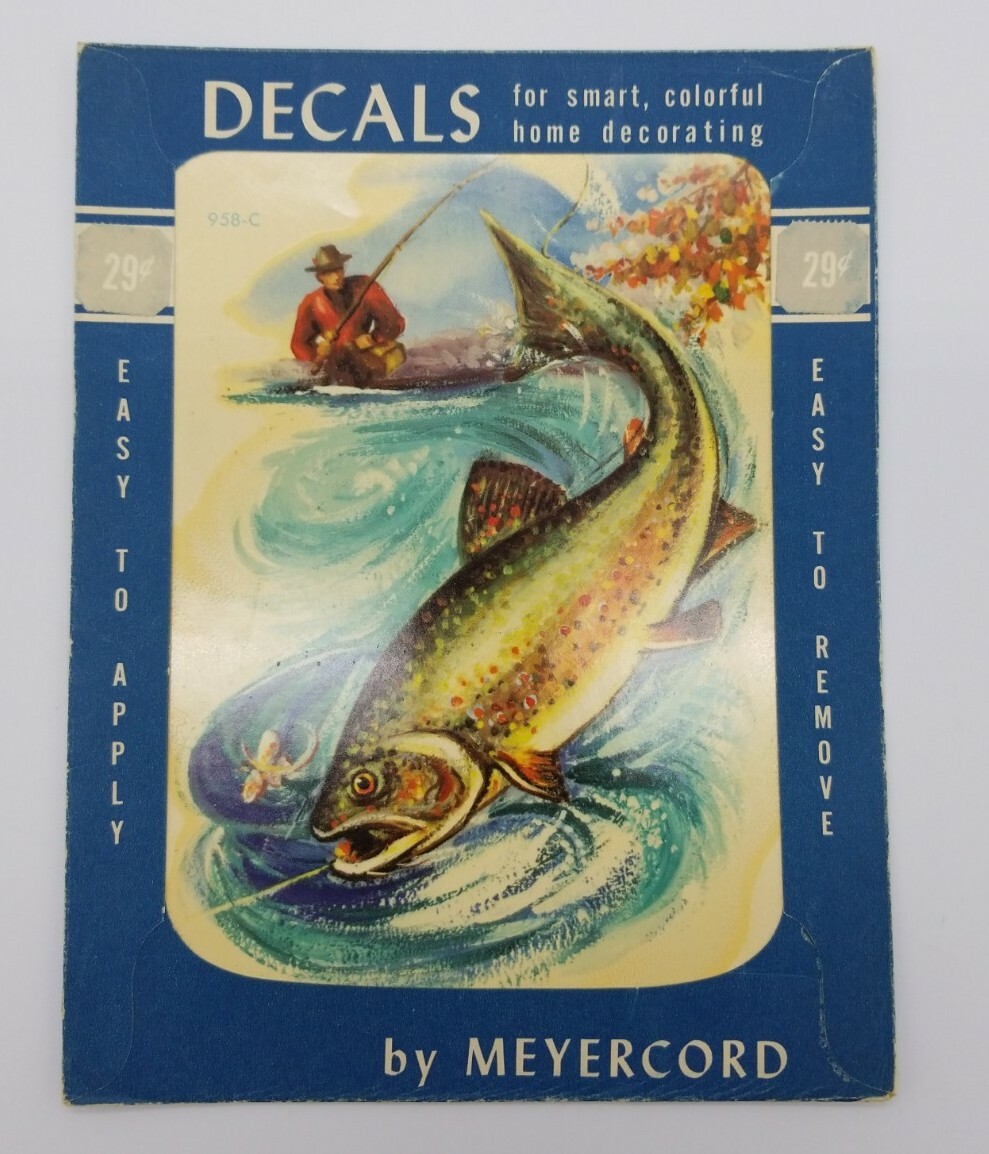 Meyercord Decals Rainbow Trout Fishing Design # 958-C Vintage Dead Stock 1950's