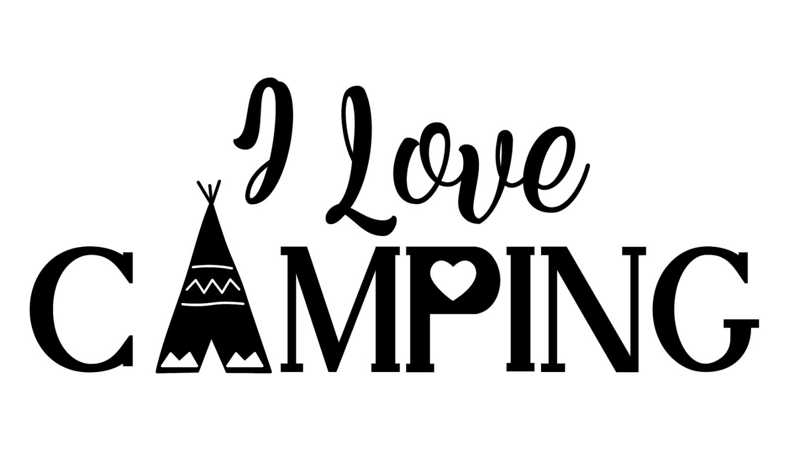 I love Camping Tent Tepee Glamping Trailer RV Decal Sticker for car cup