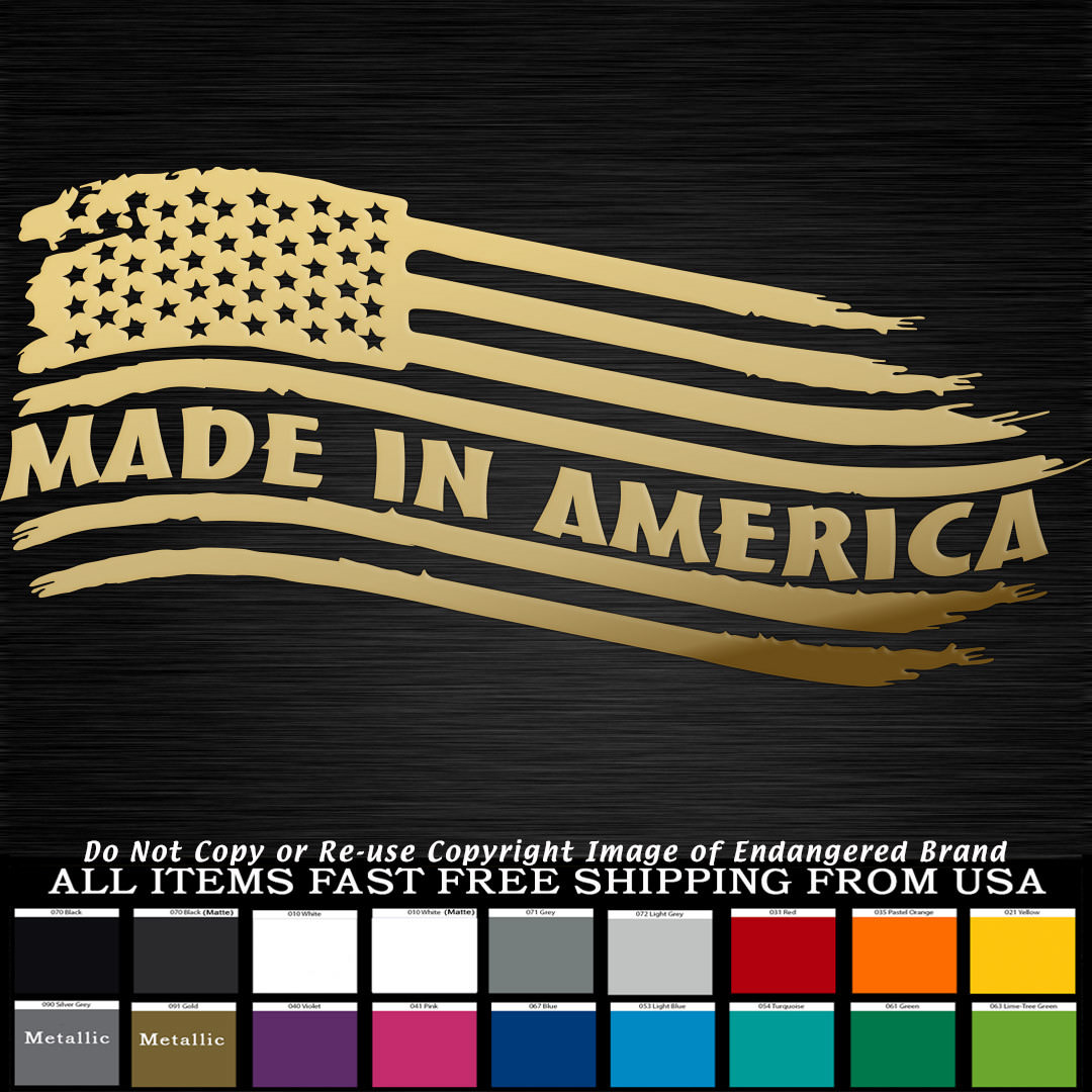 Made in America Tattered Flag Stars Left sticker decal NRA 2nd Amendment