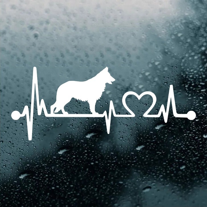 German Shepherd Heartbeat Vinyl Decal | Heart Love Alsatian Dog Puppy | Sticker