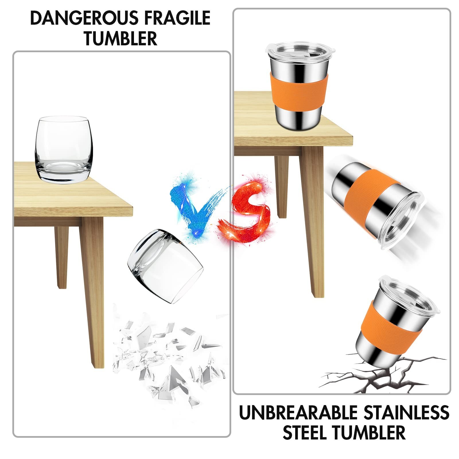 Yummy Sam 8oz Kids Stainless Steel Cups with Silicone Straws and Lids, 235ml …